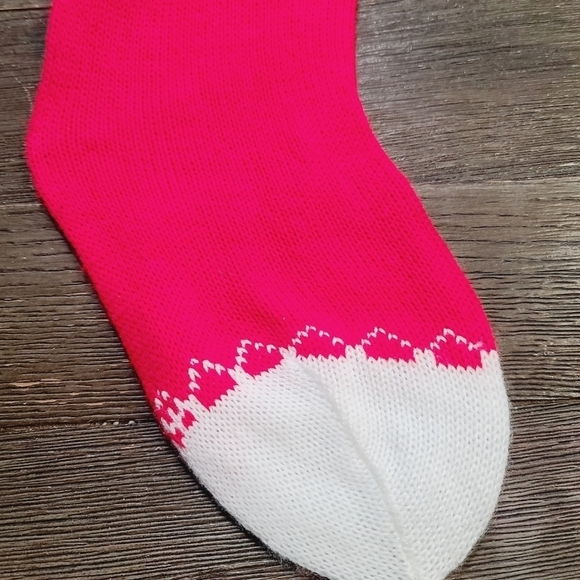 Vintage 80s Kawaii Teddy Bear Christmas Knit Extra Long Stocking 25" - Picture 6 of 9